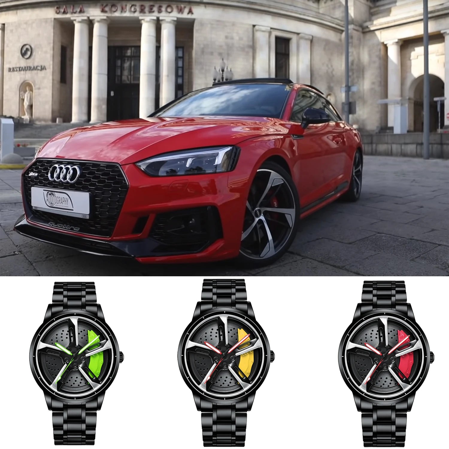  Steel Strap Spinning Luminous Car Wheel Watch Collection 1