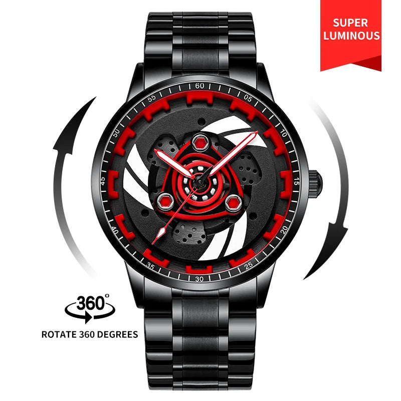  Steel Strap Spinning Luminous Car Wheel Watch Collection 1