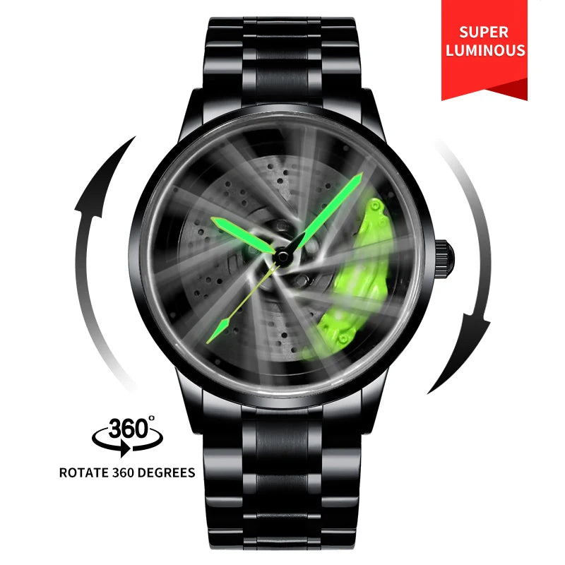  Steel Strap Spinning Luminous Car Wheel Watch Collection 1