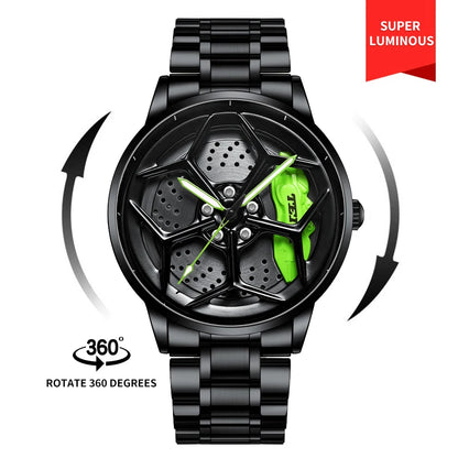  Steel Strap Spinning Luminous Car Wheel Watch Collection 1