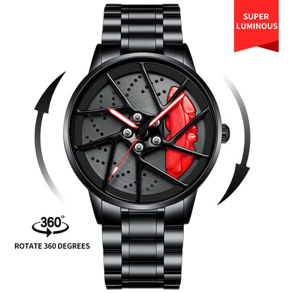 Steel Strap Spinning Luminous Car Wheel Watch Rotate 360° Watch Collection 2