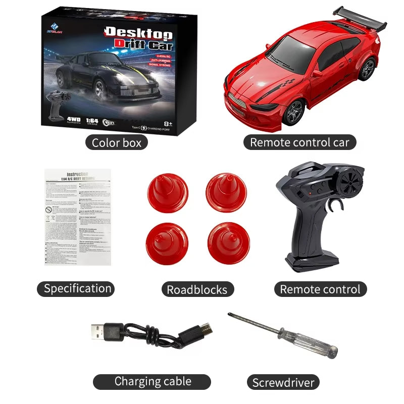 1/64 4WD Rc Drift Car 2.4G Full Scale 4WD Remote Control Vehicle Children'S Toys for Boys Birthday Gifts Mini Drift Cars Toys