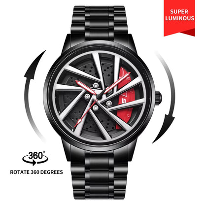 Steel Strap Spinning Luminous Car Wheel Watch Rotate 360° Watch Collection 2
