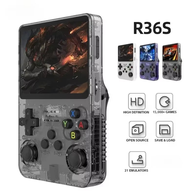 128G R36S Retro Handheld Video Game Console Linux System 3.5 Inch IPS Screen R35S Pro Portable Pocket Video Player 64GB Games