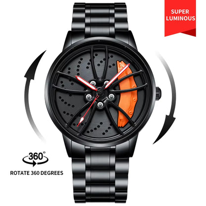 Steel Strap Spinning Luminous Car Wheel Watch Rotate 360° Watch Collection 2