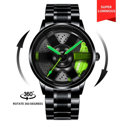  Steel Strap Spinning Luminous Car Wheel Watch Collection 1