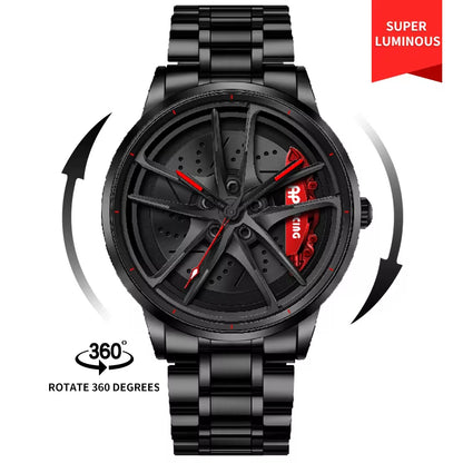 Steel Strap Spinning Luminous Car Wheel Watch Rotate 360° Watch Collection 2