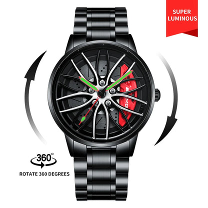  Steel Strap Spinning Luminous Car Wheel Watch Collection 1