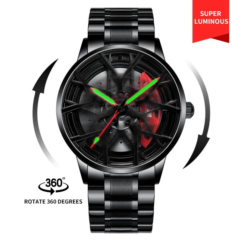 Steel Strap Spinning Luminous Car Wheel Watch Collection 1
