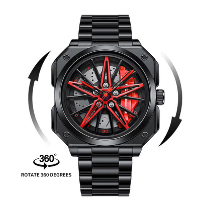 Steel Strap Spinning Luminous Car Wheel Watch Rotate 360° Watch Collection 2