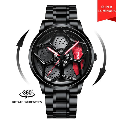  Steel Strap Spinning Luminous Car Wheel Watch Collection 1