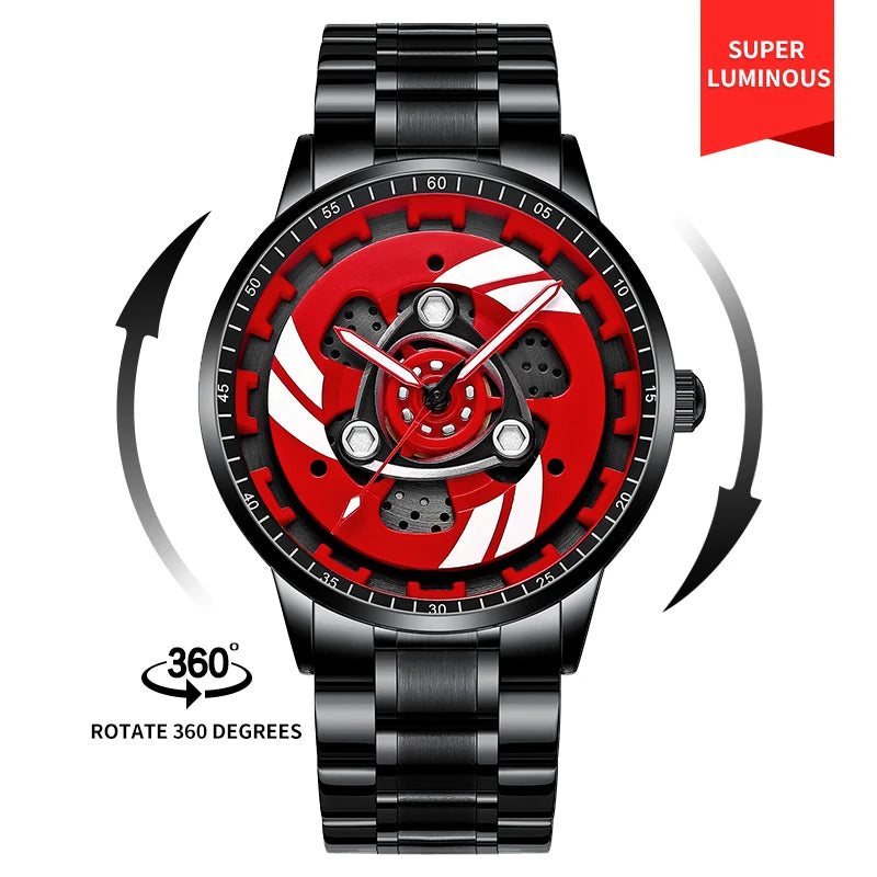  Steel Strap Spinning Luminous Car Wheel Watch Collection 1