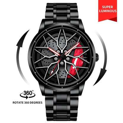  Steel Strap Spinning Luminous Car Wheel Watch Collection 1