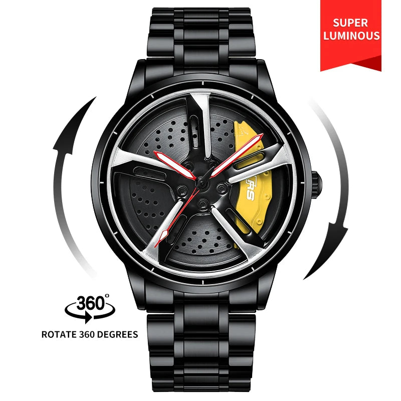  Steel Strap Spinning Luminous Car Wheel Watch Collection 1